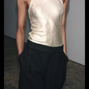 Metallic ribbed bodysuit
